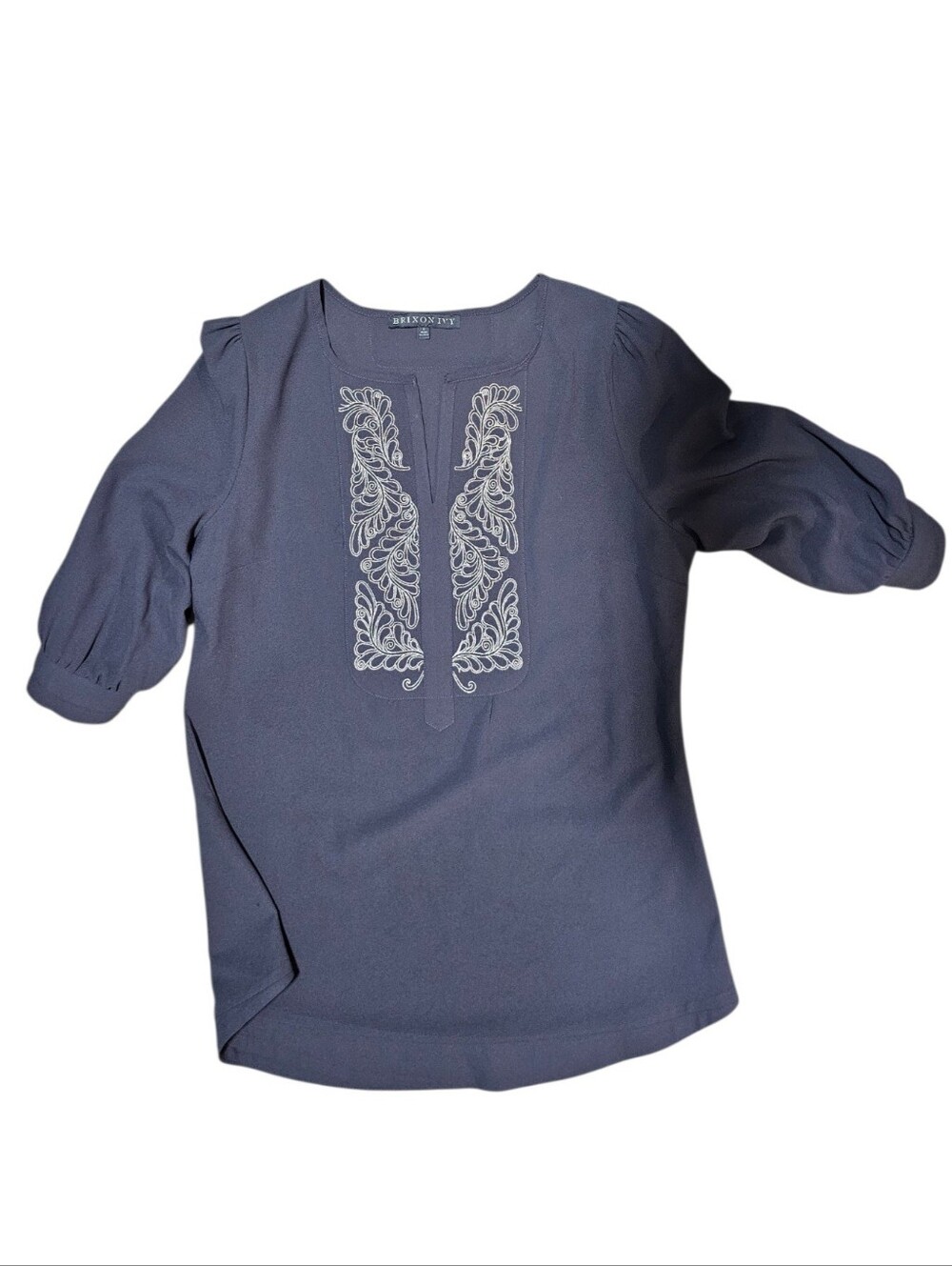 Brixon Ivy Gray Crepe Top Size Small